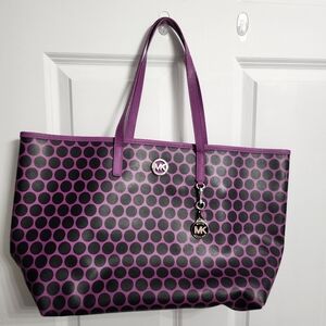 Michael Kors Purse, tote, polkadot,  purple, black